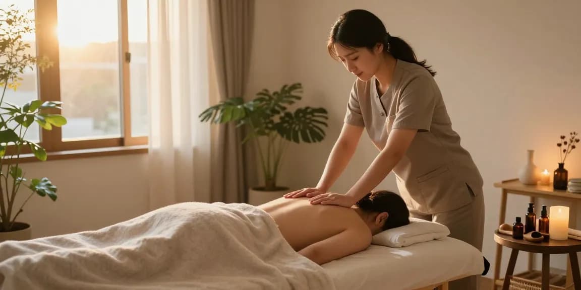 Relaxing setting for 부천출장마사지 with professional therapist and peaceful ambiance.