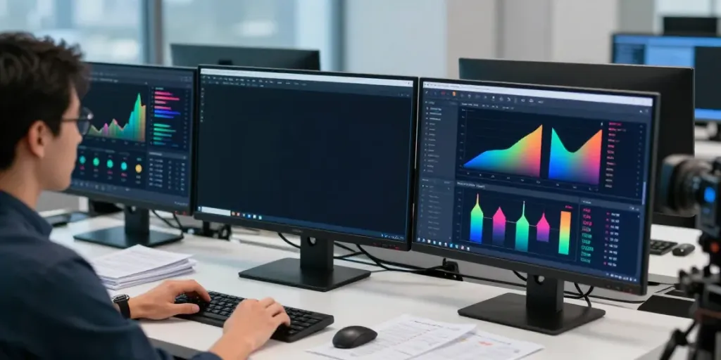 Trader utilizing AI tools and market data on slatecapivex.ca trading platform.